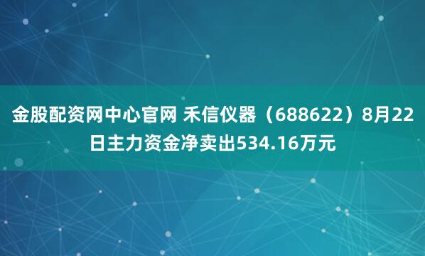 金股配资网中心官网 禾信仪器（688622）8月22日主力资金净卖出534.16万元
