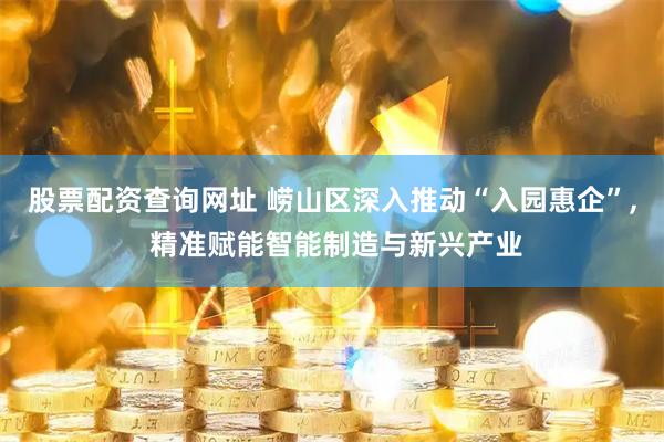 股票配资查询网址 崂山区深入推动“入园惠企”, 精准赋能智能制造与新兴产业