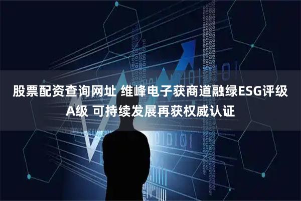 股票配资查询网址 维峰电子获商道融绿ESG评级A级 可持续发展再获权威认证